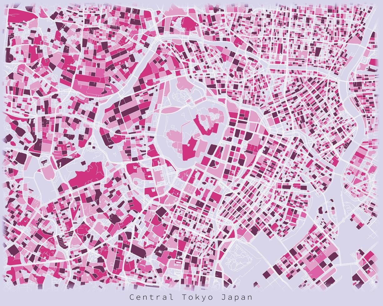 central Tóquio Japão, urbano detalhe cor ruas estradas mapa ,vetor elemento modelo imagem vetor