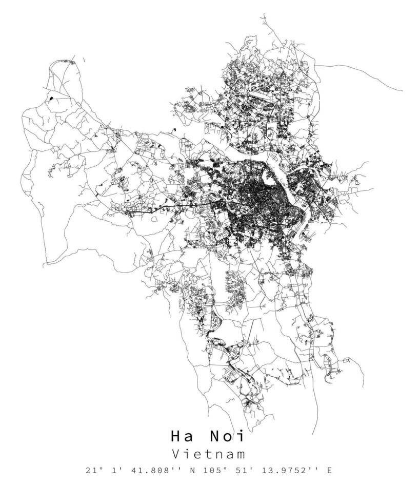 ha noi, Vietnã, urbano detalhe cor ruas estradas mapa ,vetor elemento modelo imagem vetor