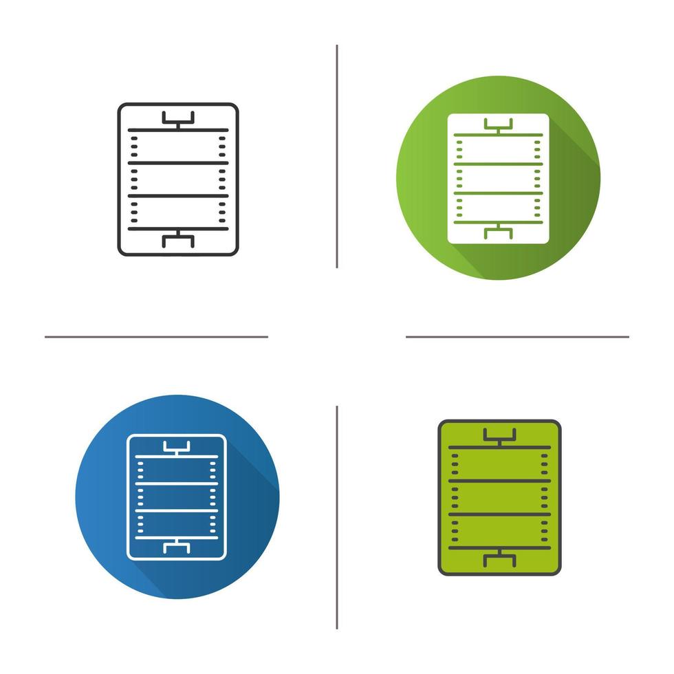ícone de campo de futebol americano ou rugby. design plano, estilos lineares e de cores. esquema de estádio de jogo de esporte. ilustrações vetoriais isoladas vetor