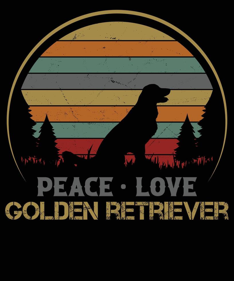 Paz amor dourado retriever camiseta Projeto vetor