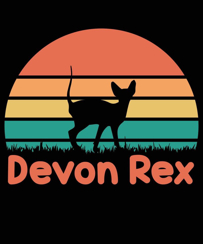 Devon rex gato pôr do sol camiseta Projeto vetor