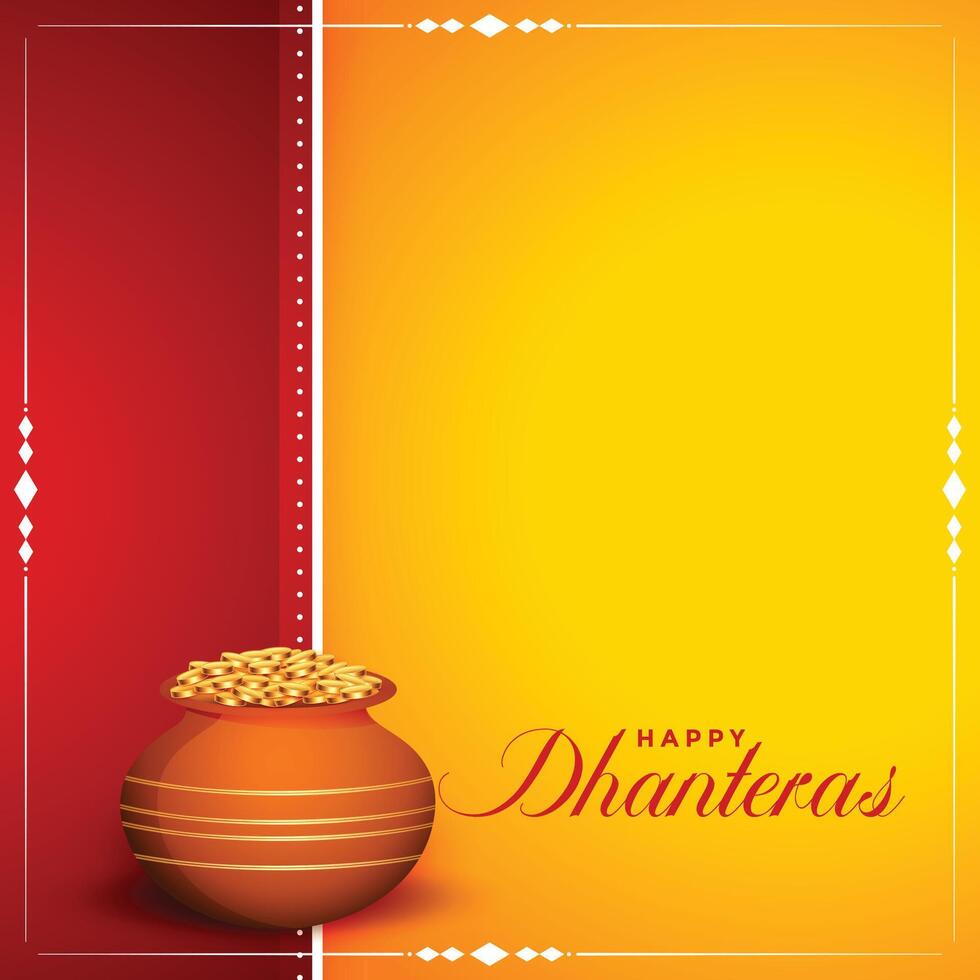 feliz dhanteras hindu festival cartão com texto espaço vetor