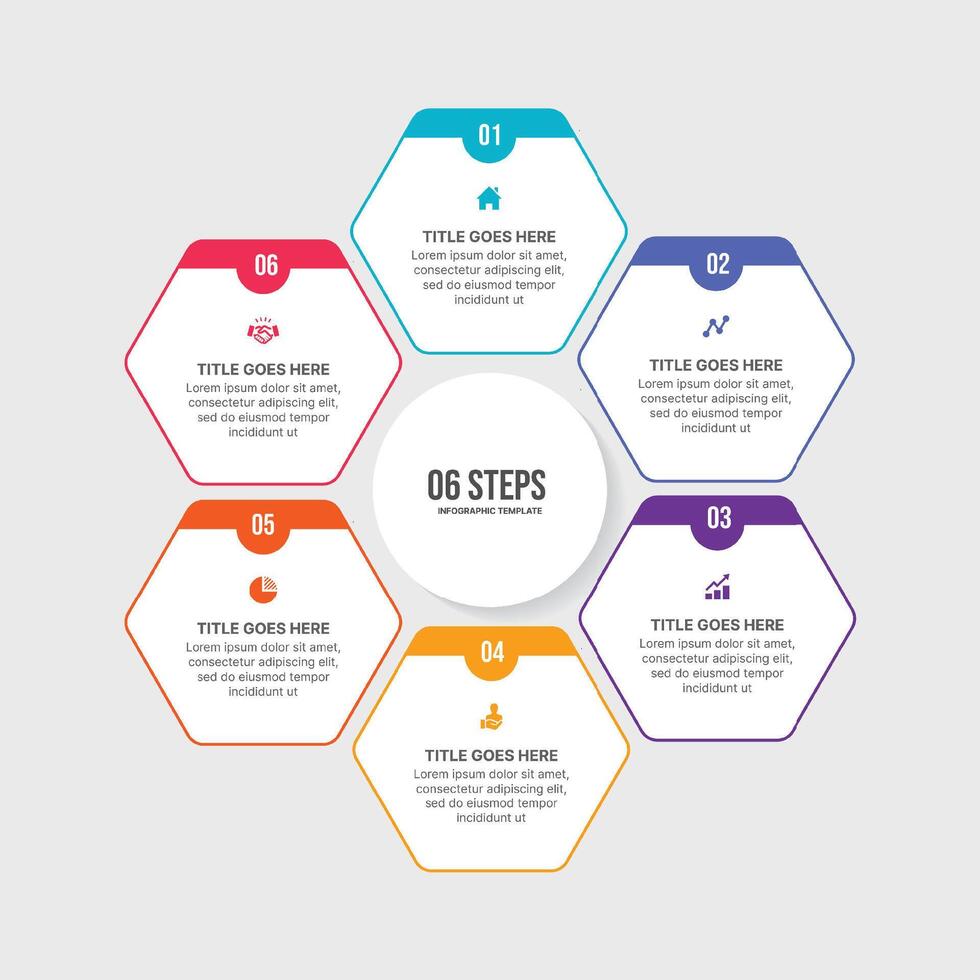 hexagonal volta infográfico modelo Projeto com 6 opções vetor