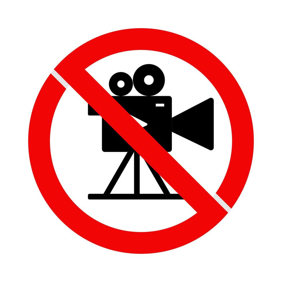 gravação ou fazer videos Proibido ícone. moderno e simples Projeto. vetor para adesivos, cartazes, social meios de comunicação, bandeiras, rede.