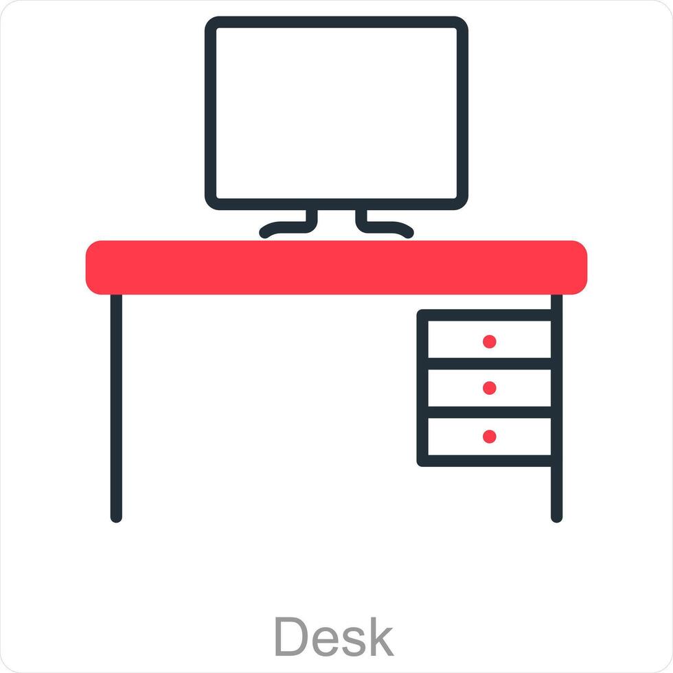 escrivaninha e mesa ícone conceito vetor