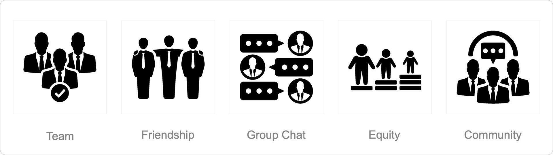 uma conjunto do 5 comunidade ícones Como equipe, amizade, grupo bate-papo vetor