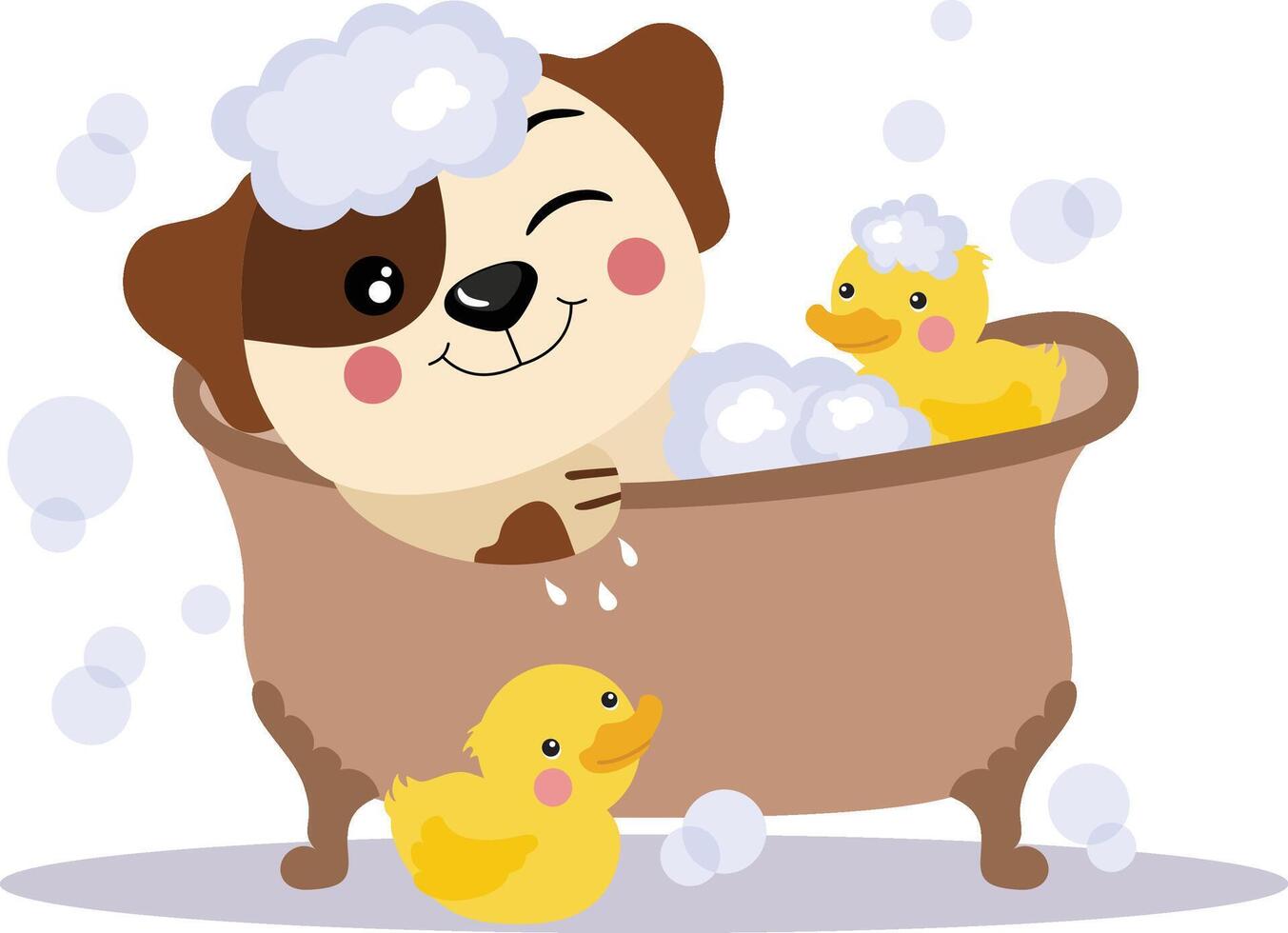fofa cachorro levando uma banho vetor
