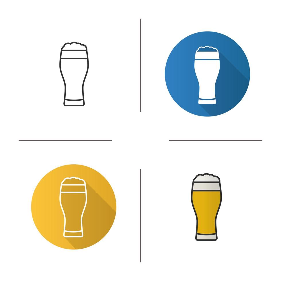 ícone de copo de cerveja light. design plano, estilos lineares e de cores. copo de cerveja cheio de espuma. ilustrações vetoriais isoladas vetor