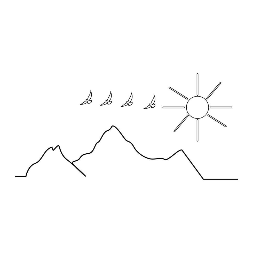 pôr do sol continuou 1 linha arte desenhando minimalista Projeto vetor e ilustração