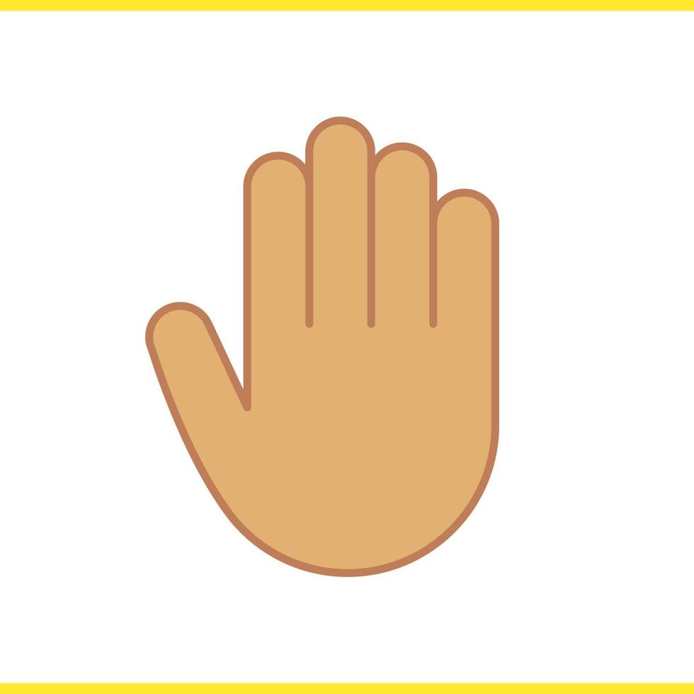 ícone da cor da palma. pare, saudação e gesto com a mão mais cinco. ilustração vetorial isolada vetor