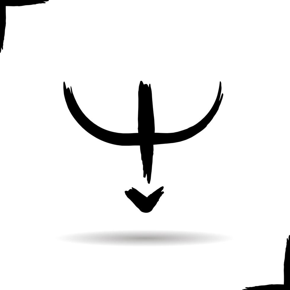 ícone de seta de download. drop shadow símbolo. pincelada de tinta. ilustração isolada do vetor