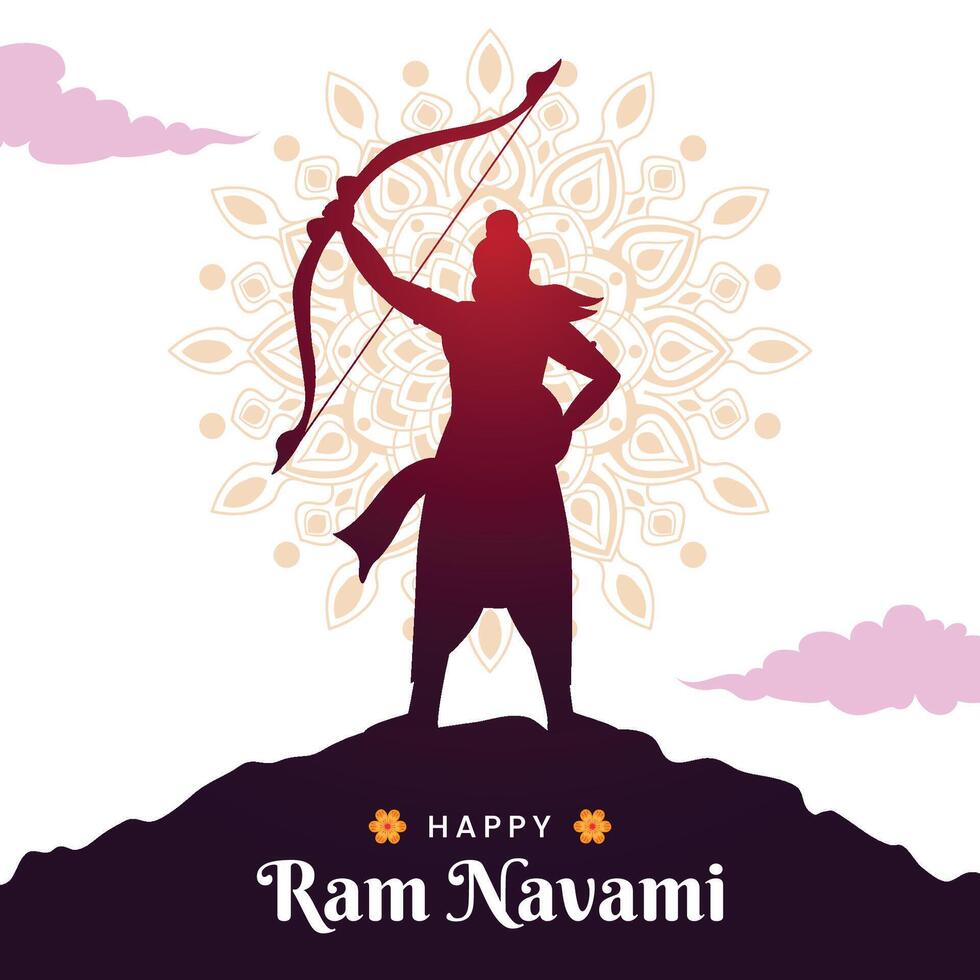 hindu festival feliz RAM navami celebração cumprimento cartão bandeira Projeto vetor