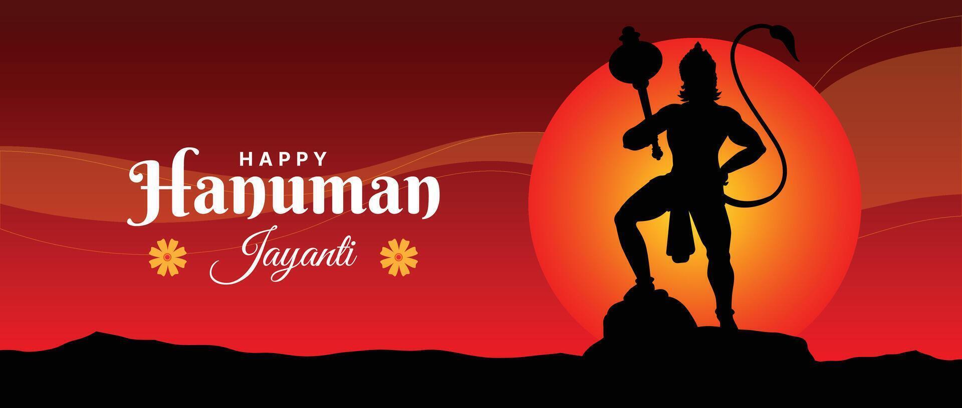 feliz Hanuman Jayanti festival, celebração do a nascimento do senhor hanuman, cumprimento cartão postar vetor