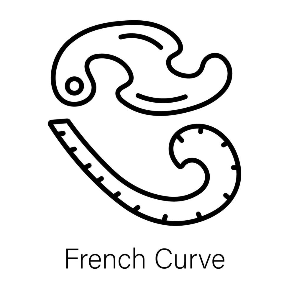 na moda francês curva vetor