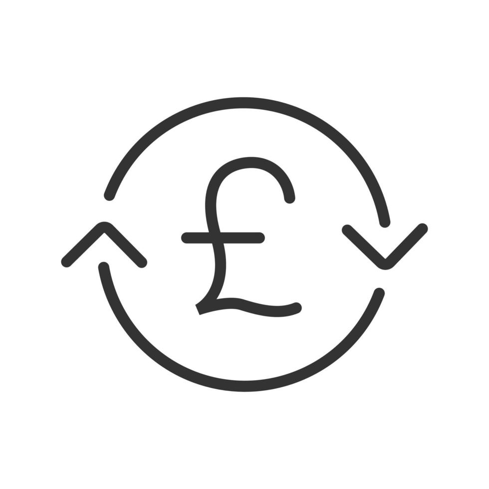 ícone linear de troca de libra britânica. ilustração de linha fina. símbolo de contorno de reembolso. desenho de contorno isolado de vetor