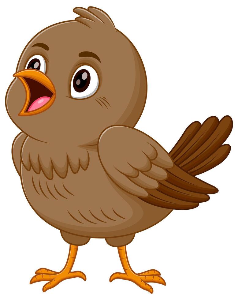fofa Castanho pássaro desenho animado cantando vetor ilustração. animal Educação ícone conceito