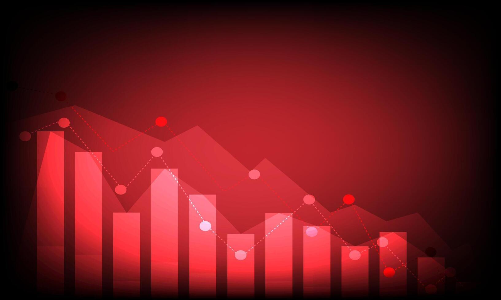 vermelho seta gráfico solta seta baixa com Barra gráfico em vermelho fundo. dinheiro perdendo. estoque crise e finança conceito. vetor