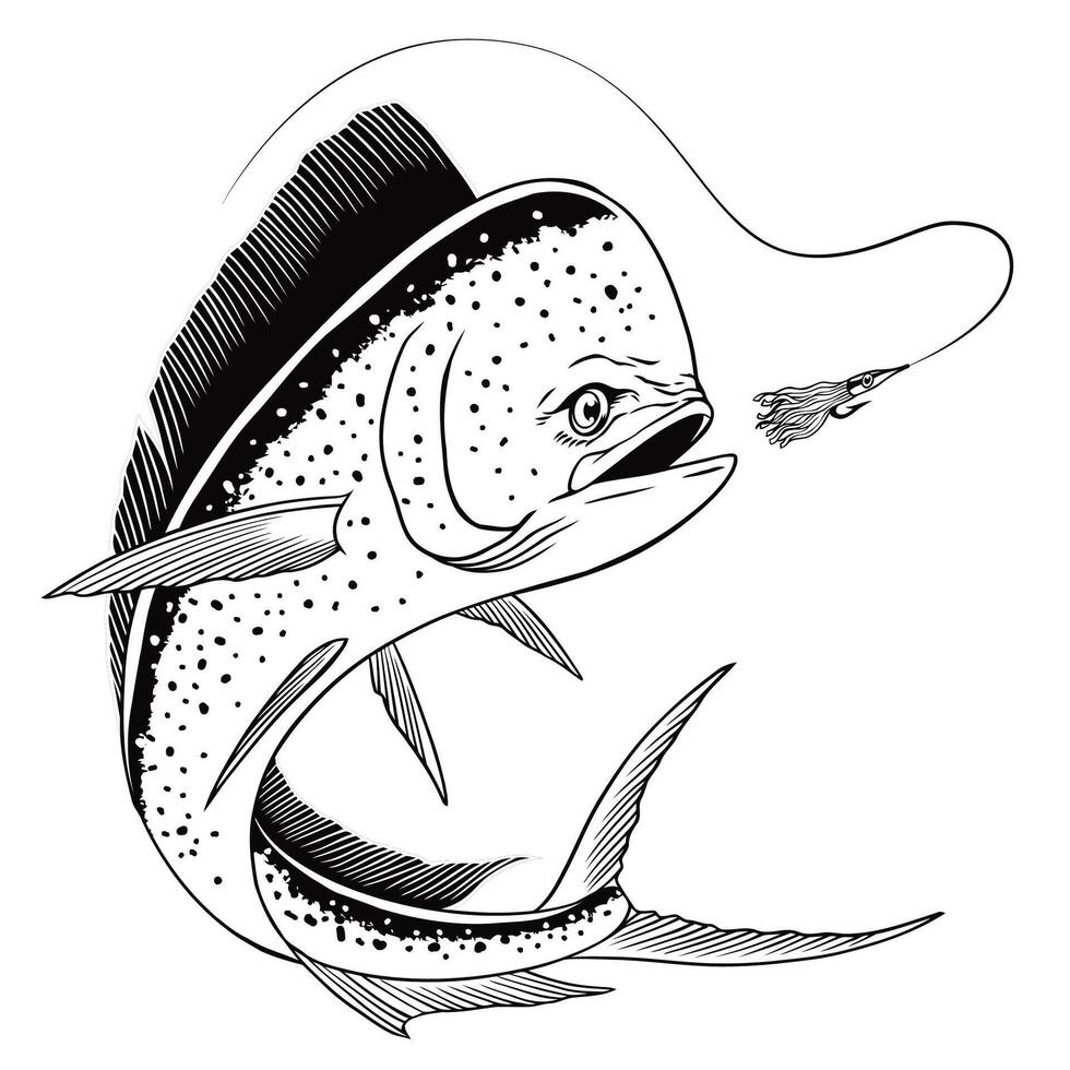 mão desenhado ilustração do dorado peixe vintage vetor