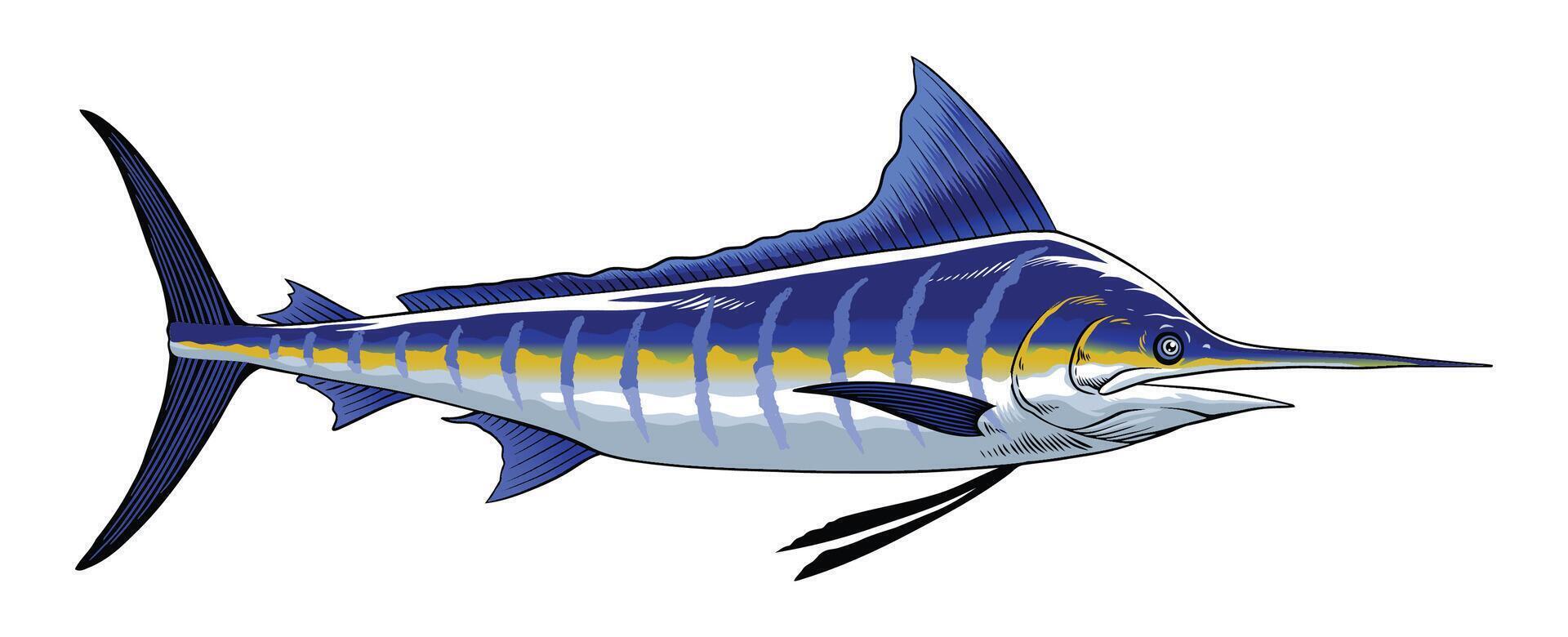 vintage azul marlin vetor ilustração