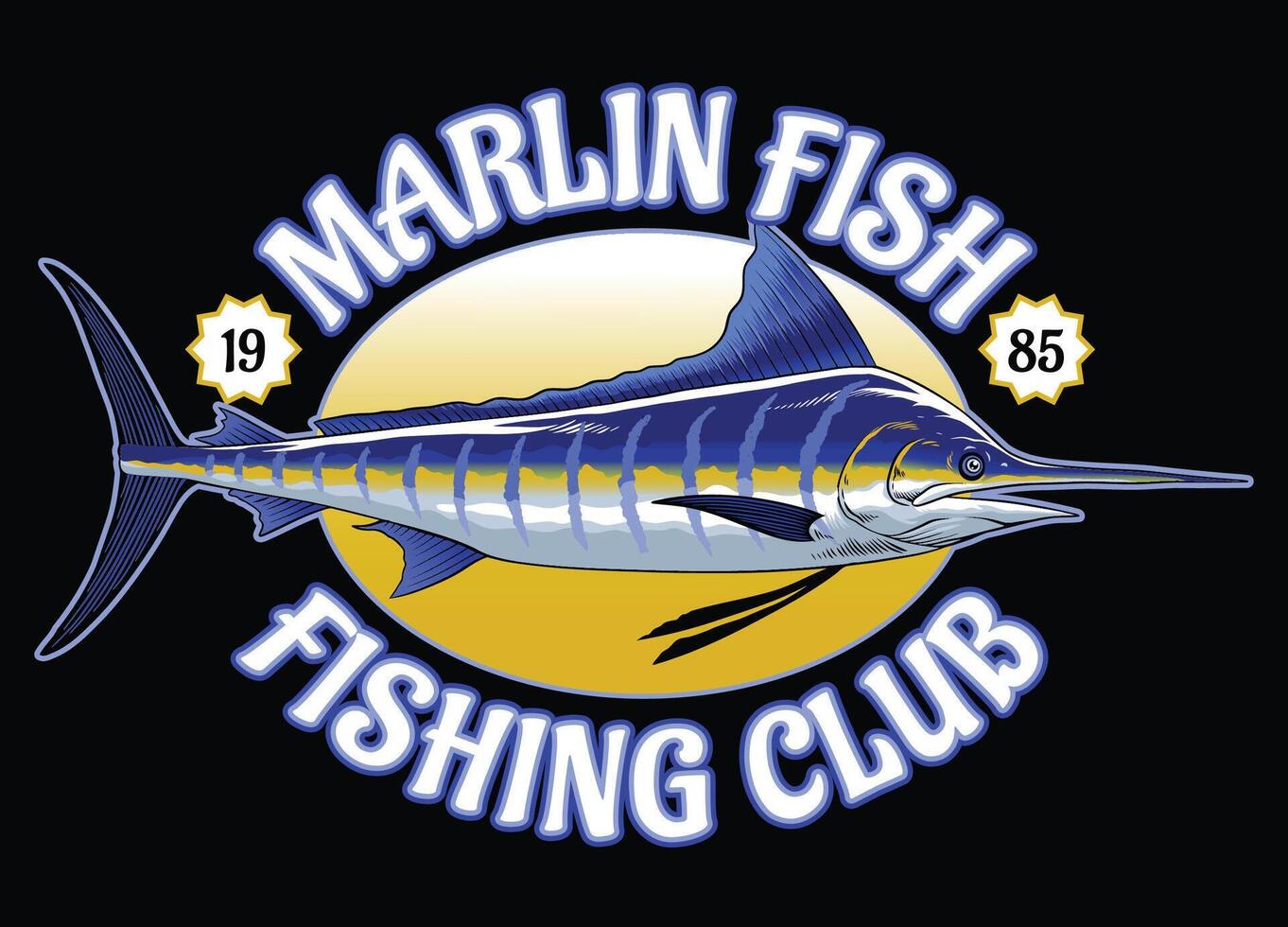 camiseta Projeto do marlin pescaria clube vintage estilo vetor