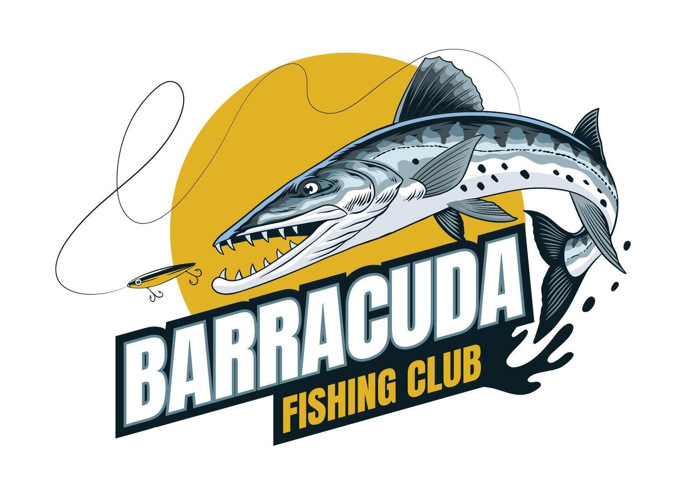 pegando barracuda peixe camiseta Projeto dentro vintage estilo vetor