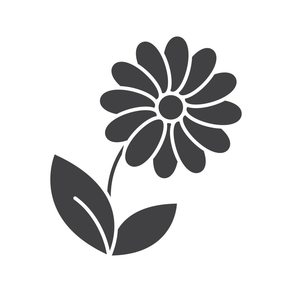 ícone de glifo de camomila. símbolo da silhueta. Flor. espaço negativo. ilustração isolada do vetor