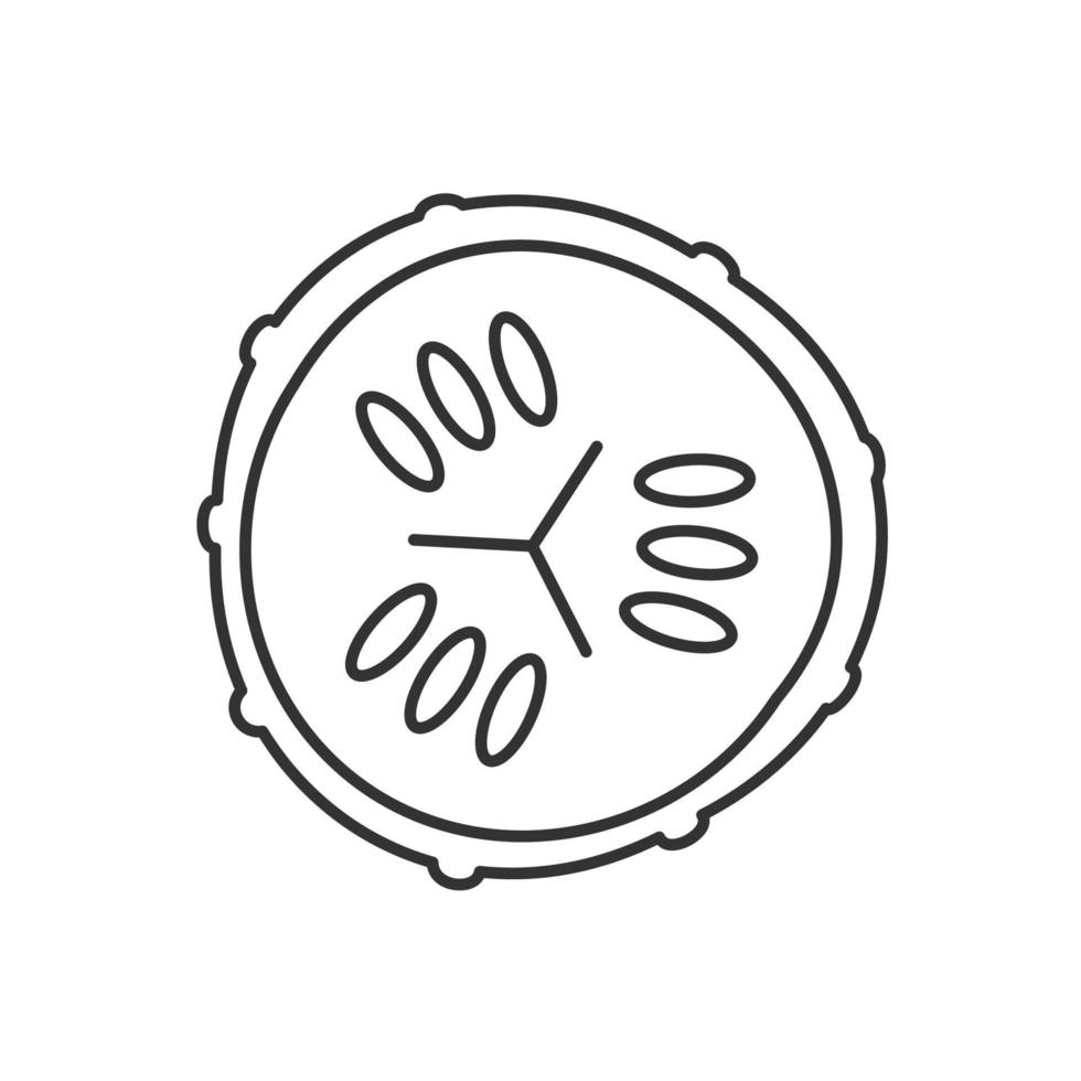 ícone linear de fatia de pepino. spa. ilustração de linha fina. símbolo de contorno de máscara facial de pepino. desenho de contorno isolado de vetor