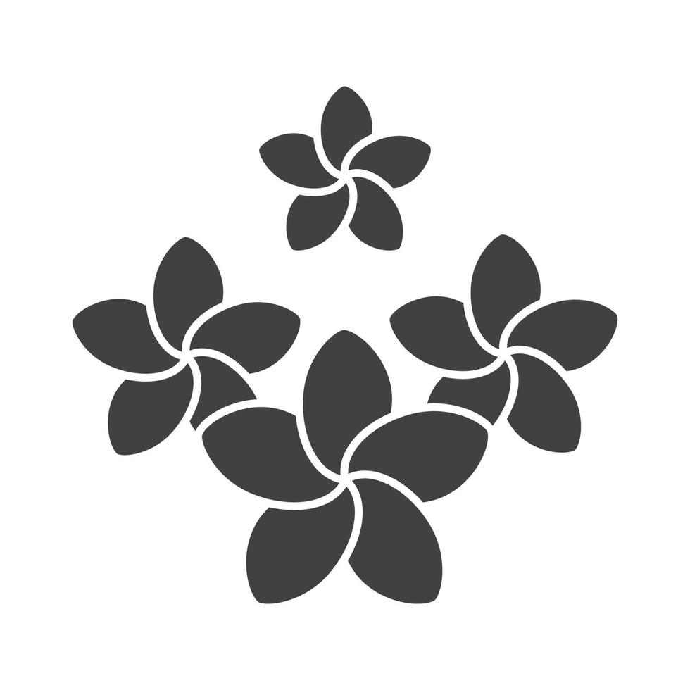 spa salão plumeria ícone de glifo de flores. símbolo da silhueta. aromaterapia. espaço negativo. ilustração isolada do vetor