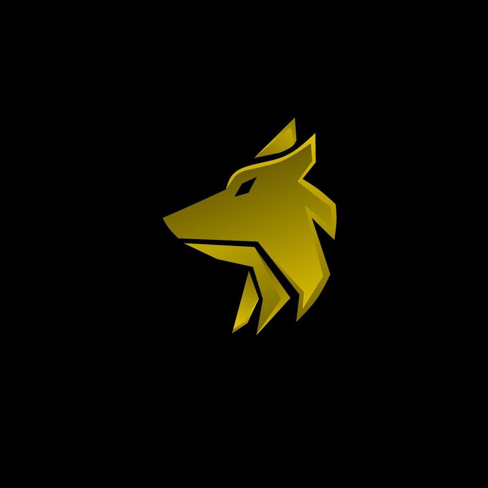 ilustração vetorial gráfico de design de logotipo cabeça lobo ouro vetor