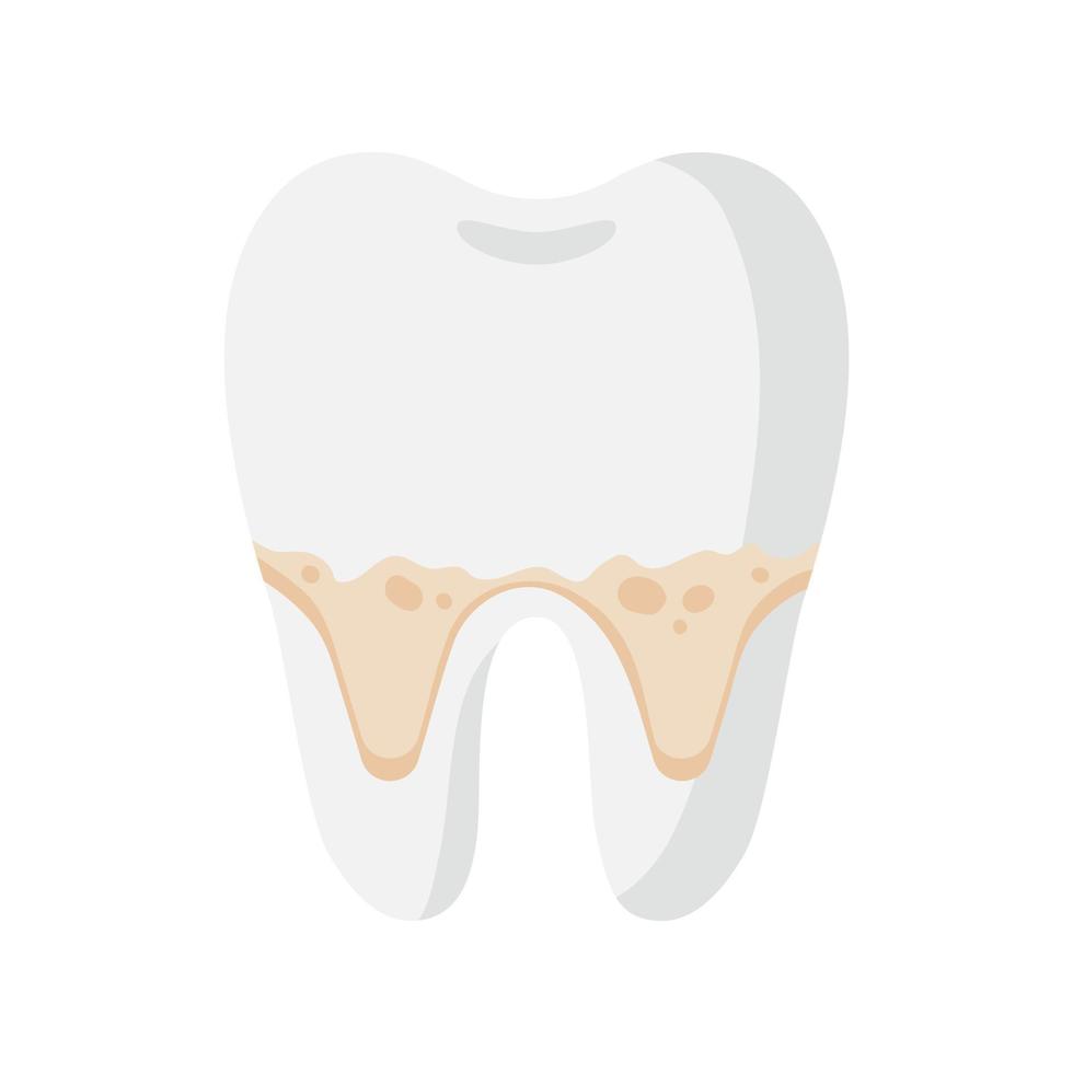 dente de desenho vetorial com placa dentária e doença do tártaro. vetor