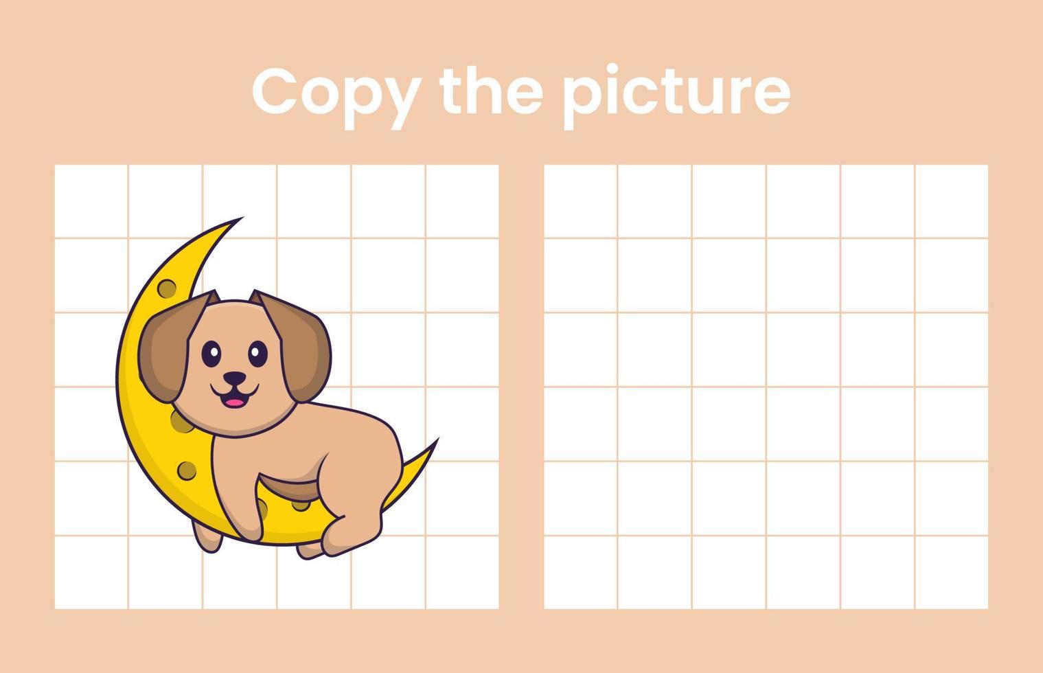 copie a foto de um cachorro fofo. jogo educativo para crianças. ilustração vetorial de desenho animado vetor