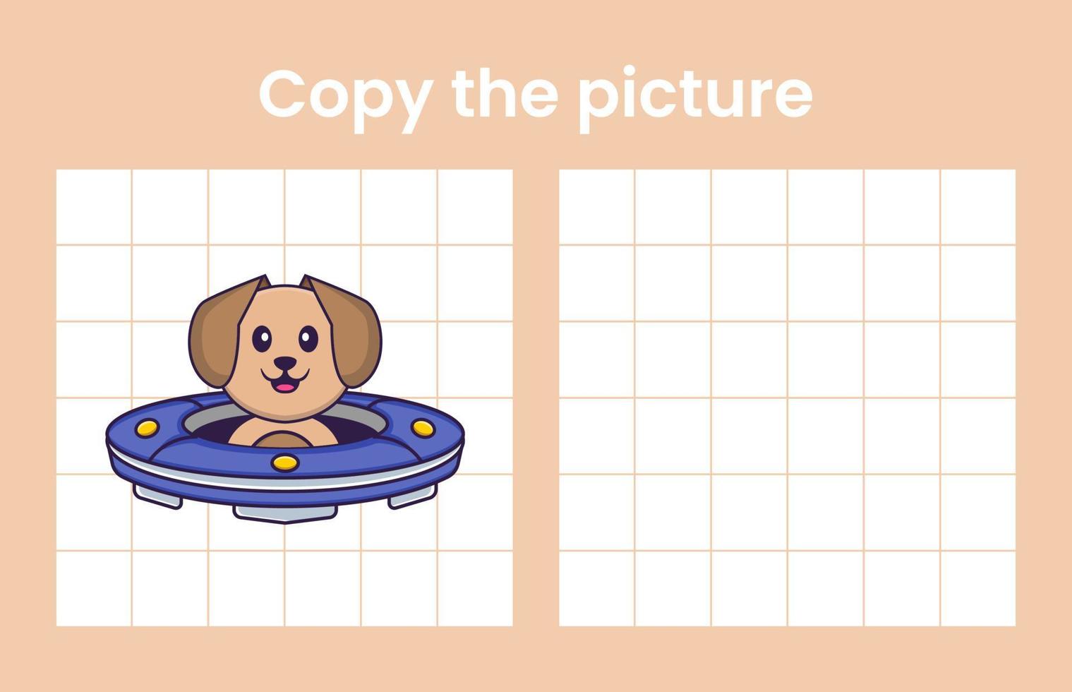 copie a foto de um cachorro fofo. jogo educativo para crianças. ilustração vetorial de desenho animado vetor