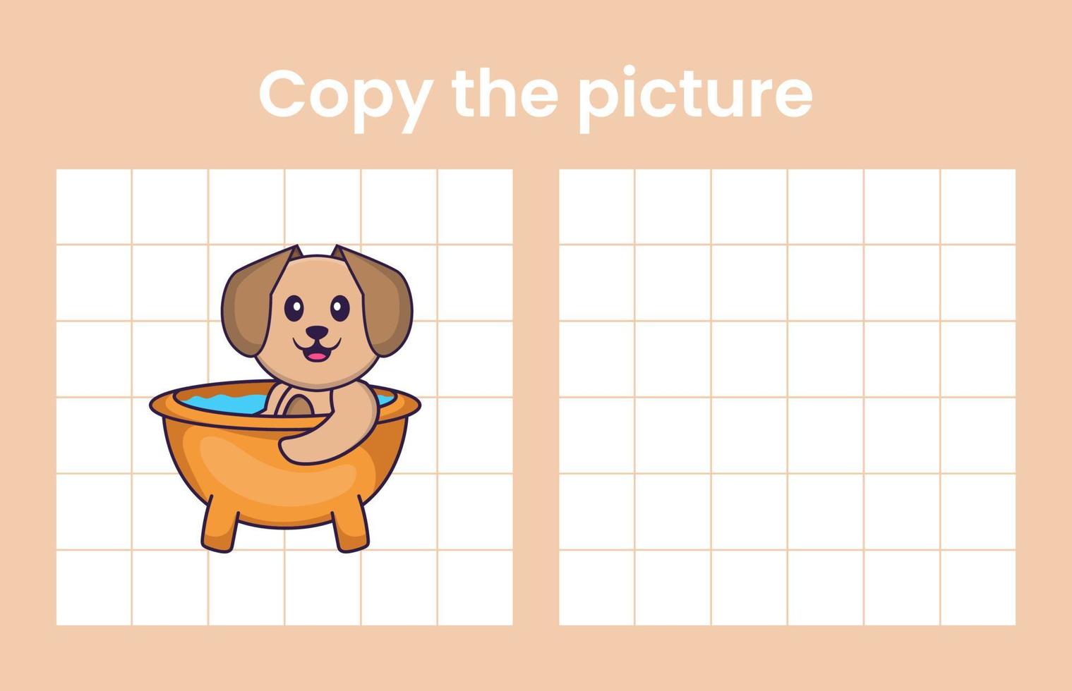 copie a foto de um cachorro fofo. jogo educativo para crianças. ilustração vetorial de desenho animado vetor