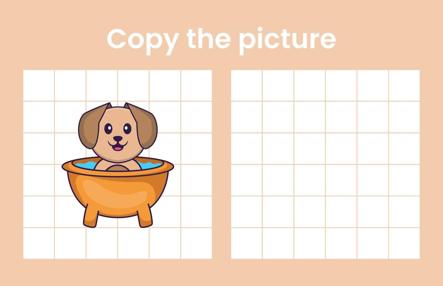 copie a foto de um cachorro fofo. jogo educativo para crianças. ilustração vetorial de desenho animado vetor