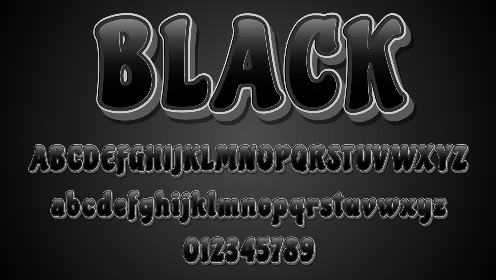 modelo de design de efeito de texto totalmente editável gradiente 3D moderno preto negrito vetor