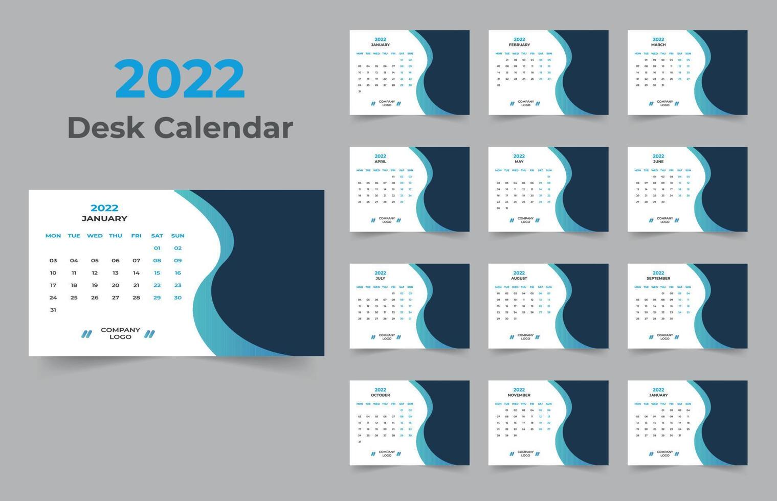 design de calendário de mesa 2022 vetor