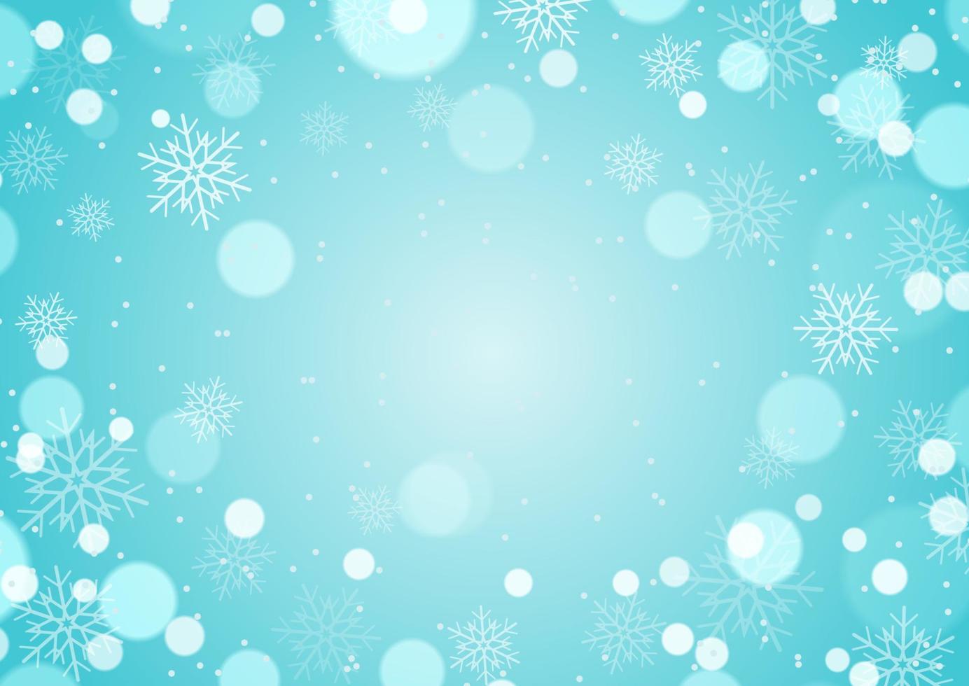flocos de neve de natal e design de luzes bokeh vetor