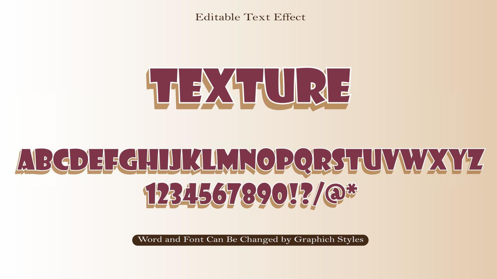 textura 3d editável com efeito de texto alfabético completo vetor