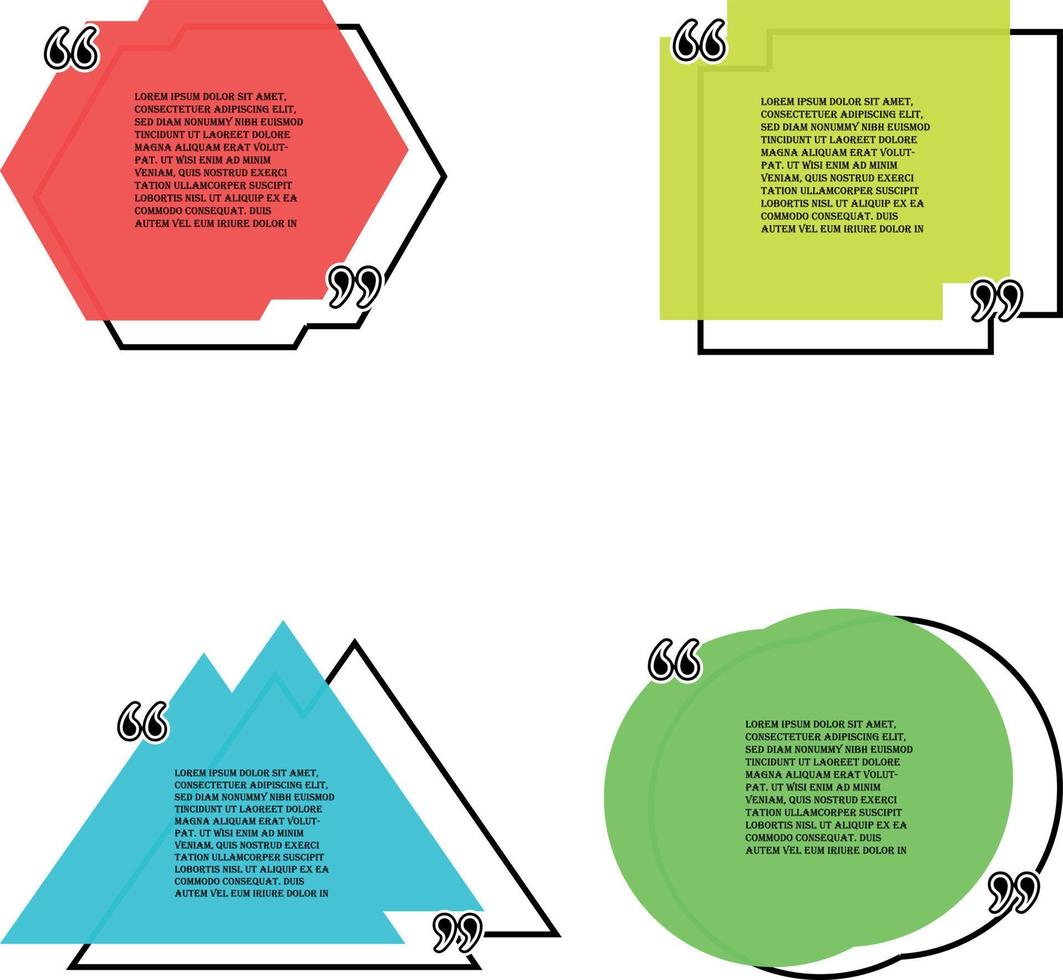 modelo de quadros de citação com 4 padrões geométricos em cores diferentes por vetor