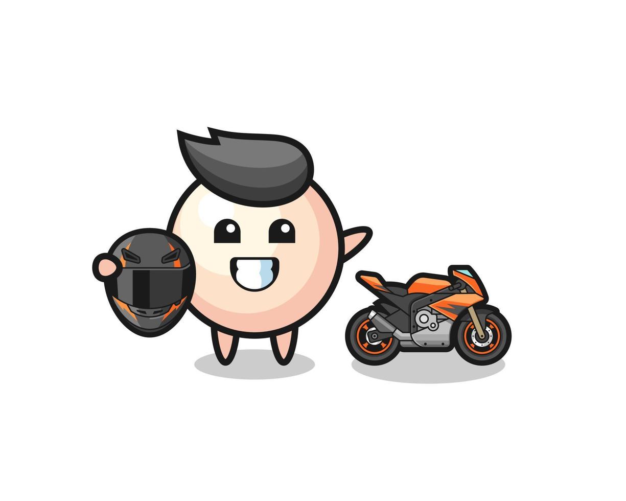 desenho de pérola fofo como um piloto de motocicleta vetor