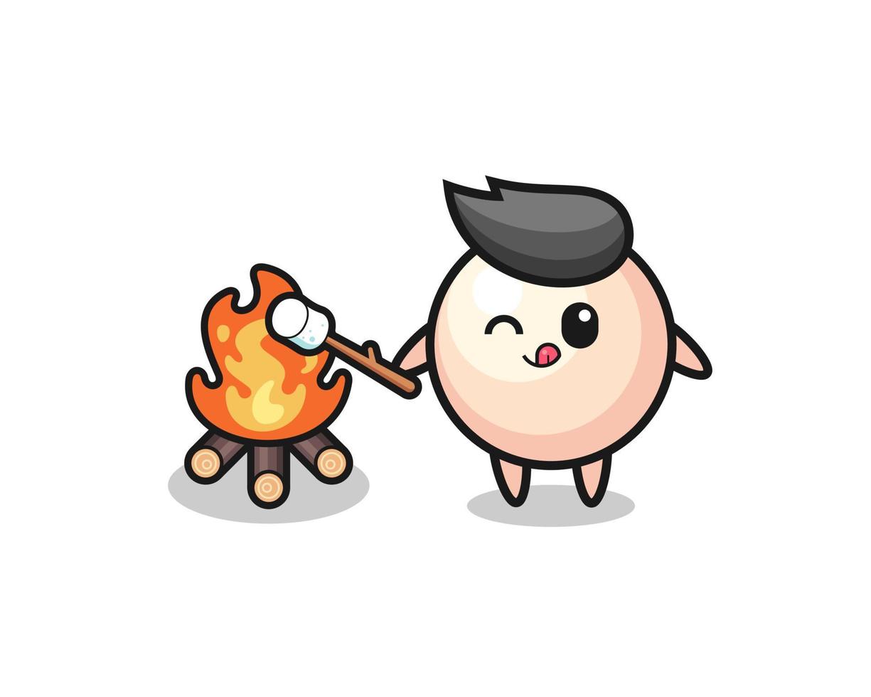 personagem pérola está queimando marshmallow vetor