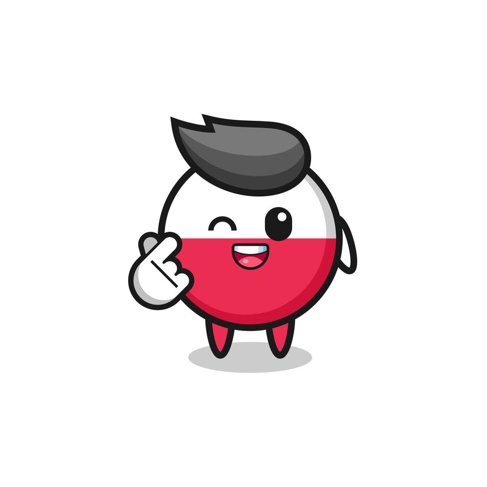personagem da bandeira da polônia fazendo coração de dedo coreano vetor