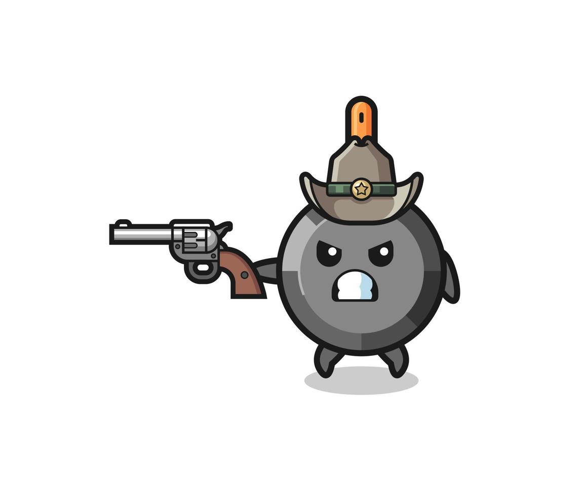 o cowboy da frigideira atirando com uma arma vetor