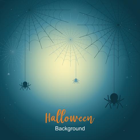 Fundo da noite de Halloween com Web de aranha sob o luar. vetor