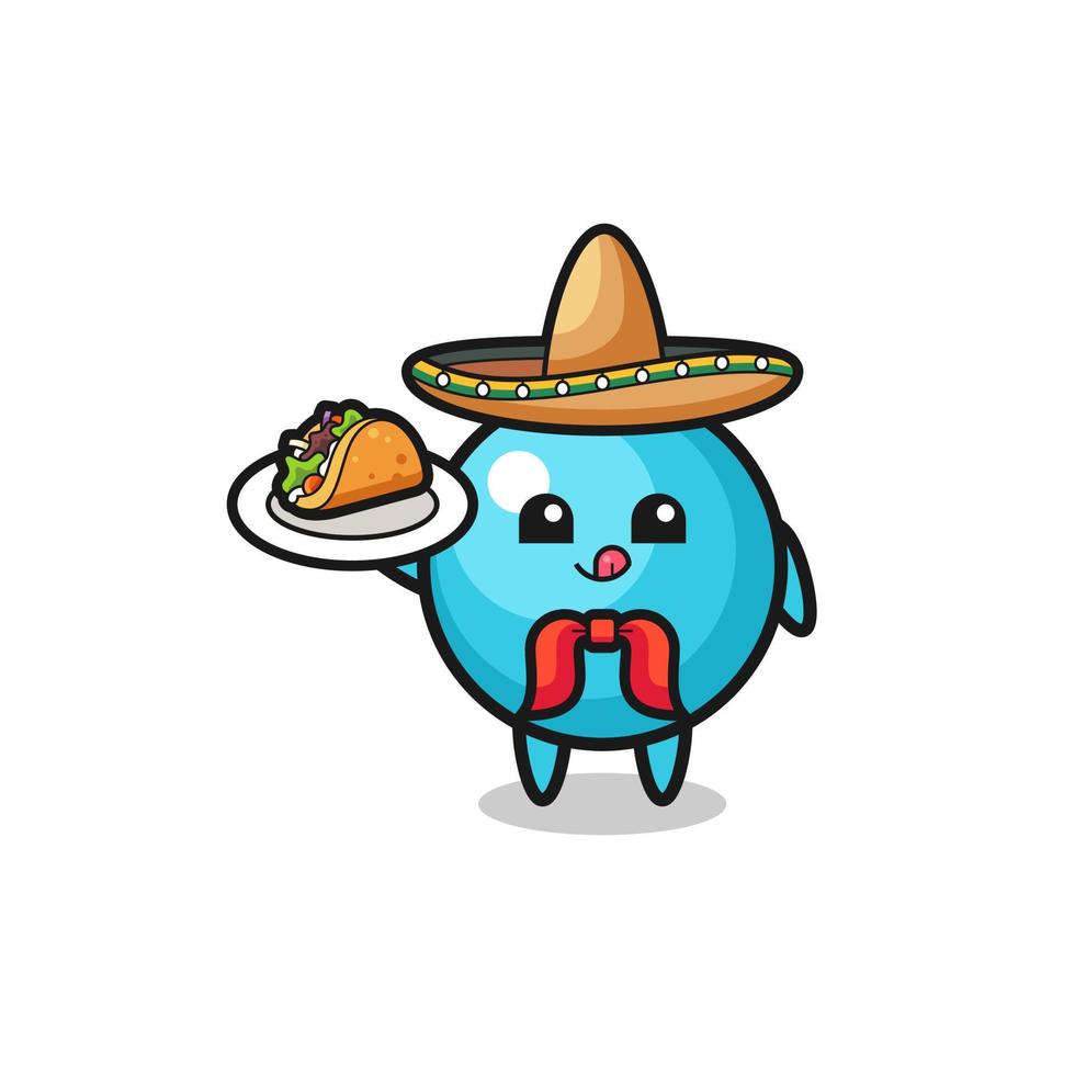 mascote do chef mexicano de mirtilo segurando um taco vetor