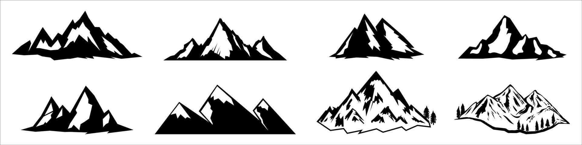 ícones de montanhas vetoriais isolados no branco vetor