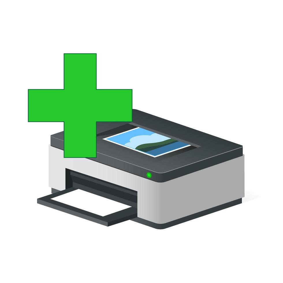 ícone de impressora volumétrica para computador pessoal ou unidade de sistema vetor
