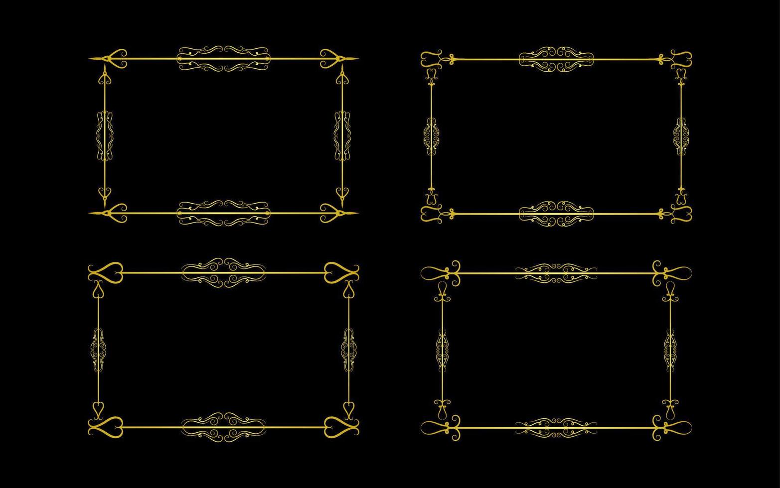 conjunto de vetores de moldura de ouro de elementos