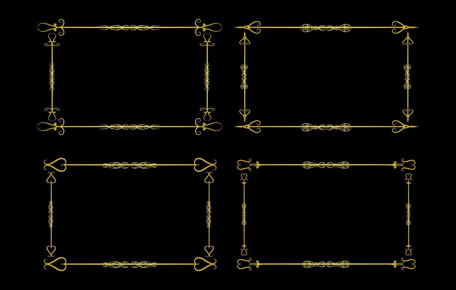 conjunto de vetores de moldura de ouro de elementos