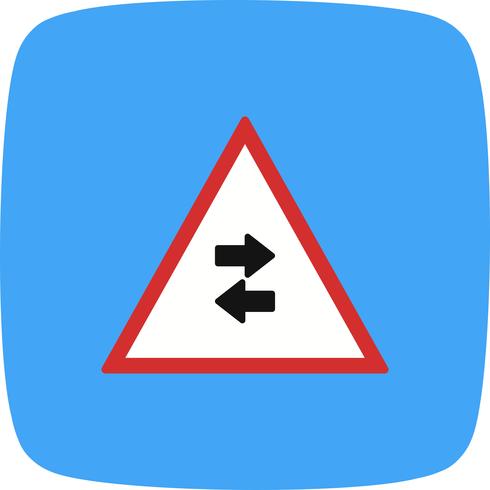 Vector tráfego de duas vias atravessa o ícone de sinal de estrada de sentido único